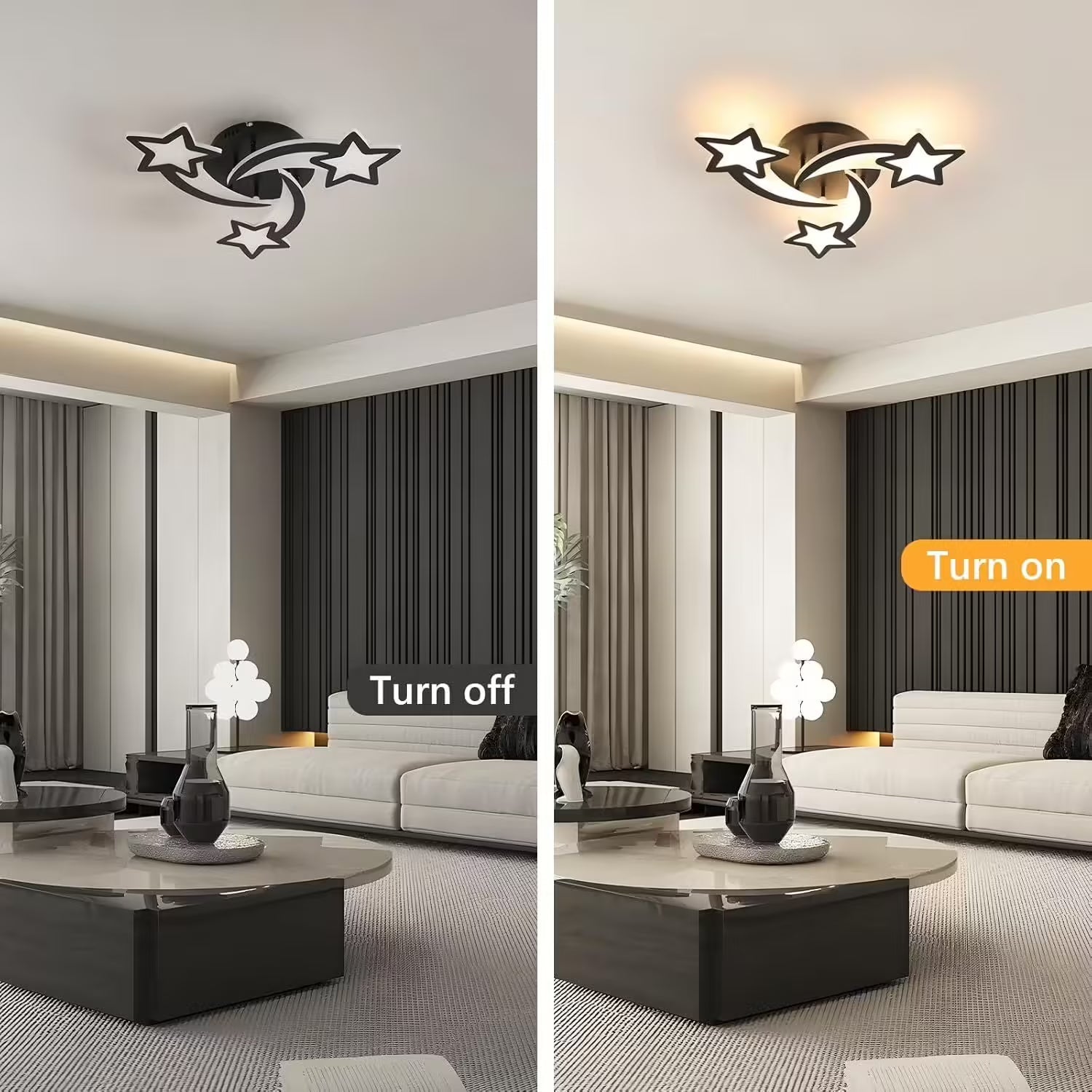 Lustra LED Mini STAR BLACK Echivalent 400W Telecomanda