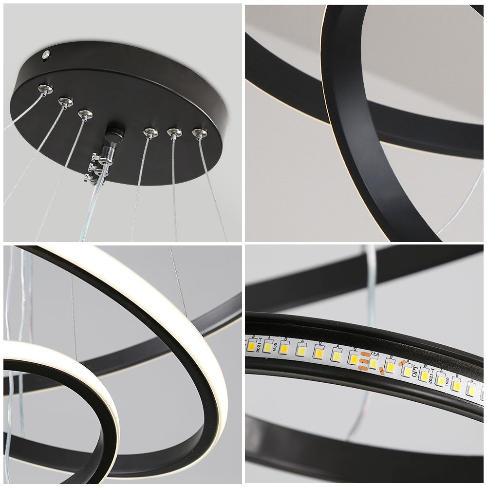 Lustra LED MAMBA Black 3 Segmente Echivalent 600W Telecomanda