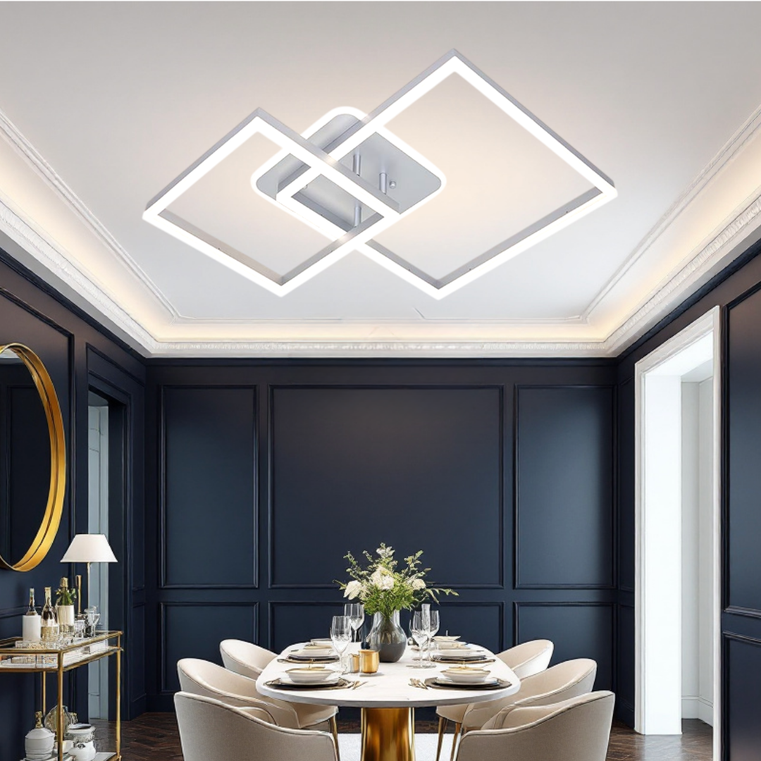 Lustra LED TWO SQUARE SILVER Echivalent 600W Telecomanda