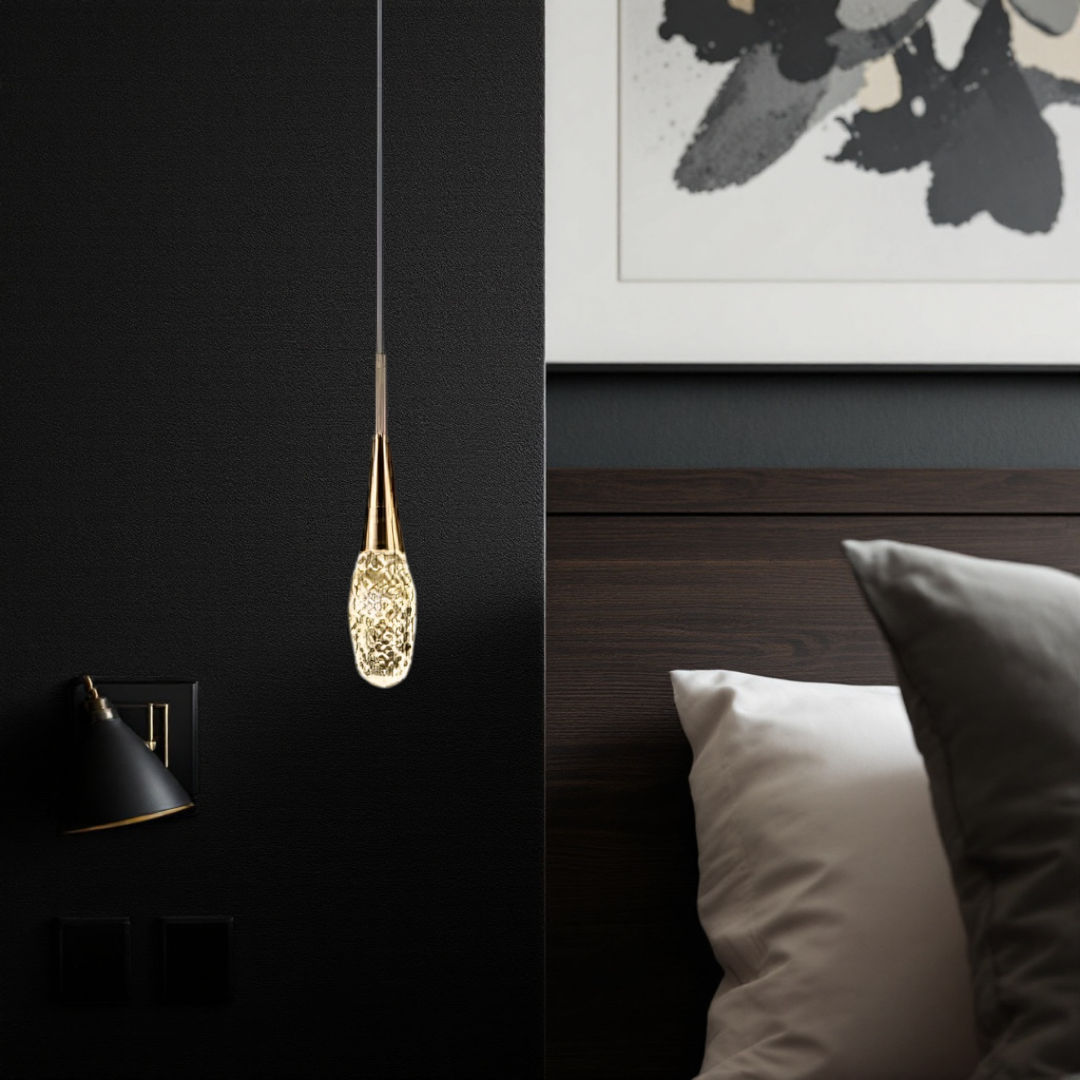 Pendul LED Luxury Crystal Golden Drops