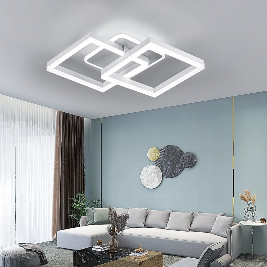 Lustra LED TWO SQUARE SILVER Echivalent 600W Telecomanda