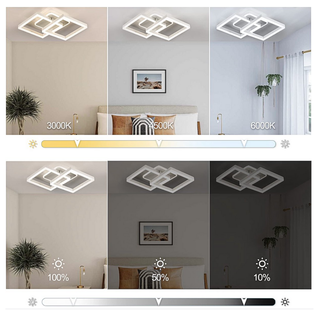 Lustra LED TWO SQUARE SILVER Echivalent 600W Telecomanda