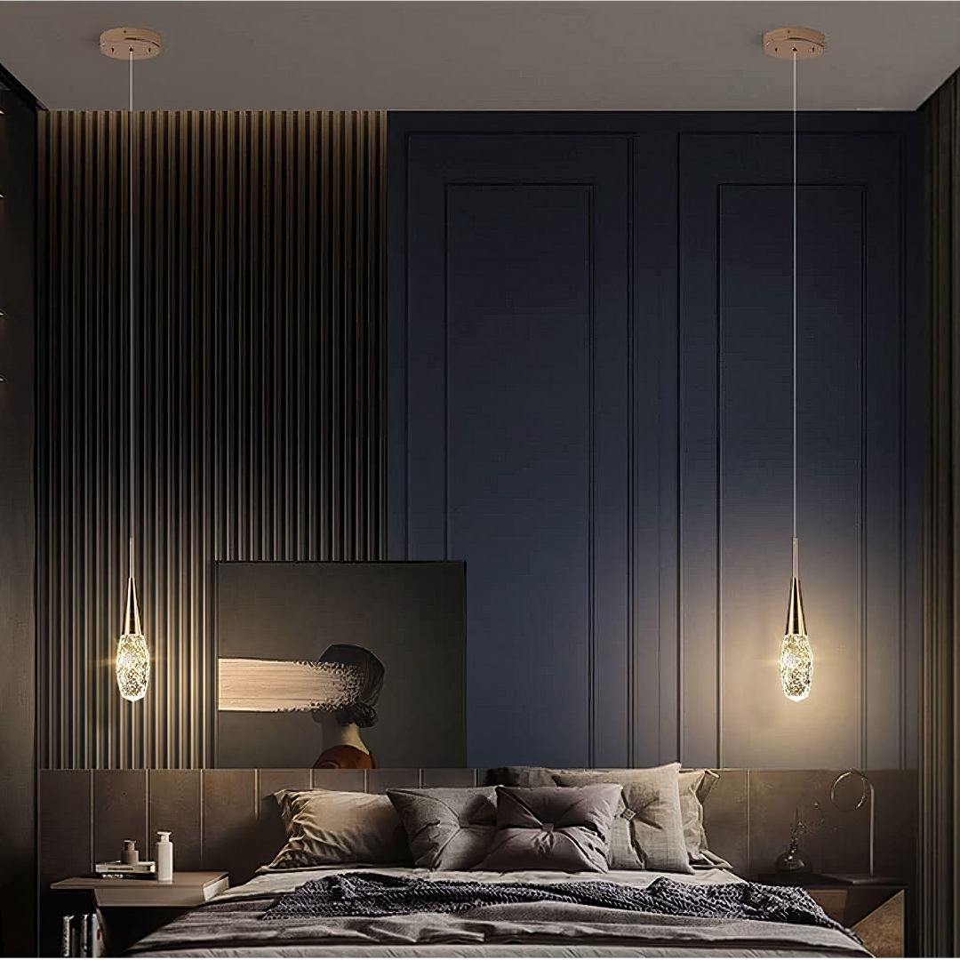 Pendul LED Luxury Crystal Golden Drops