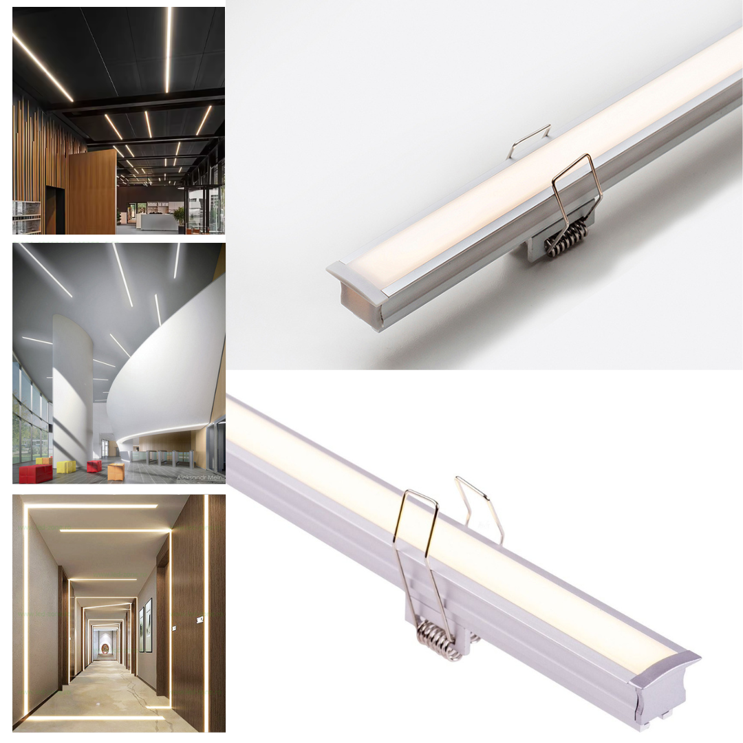 Profil Banda LED Incastrabil Adanc - Solutie Profesionala cu Cleme de Montaj 2M
