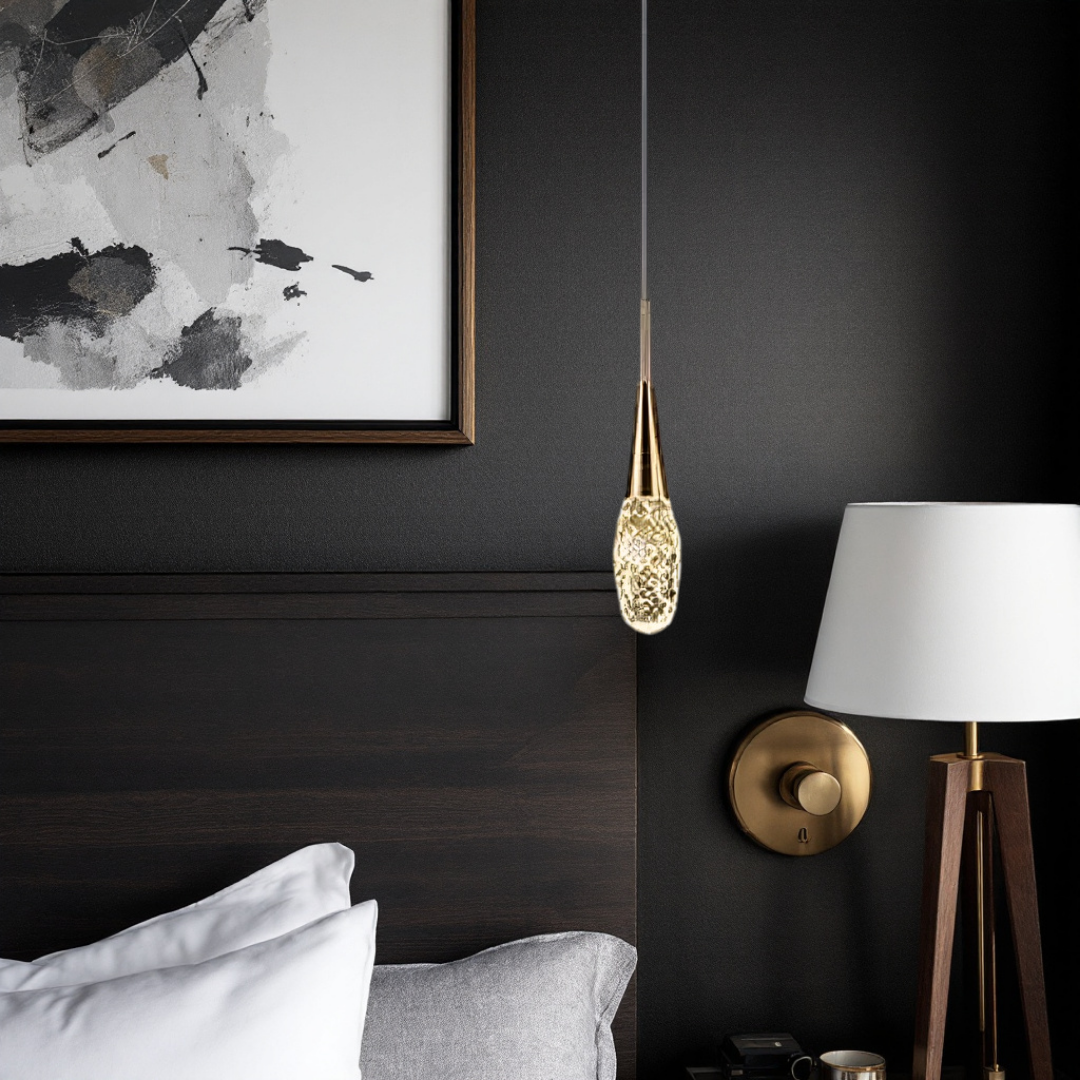 Pendul LED Luxury Crystal Golden Drops