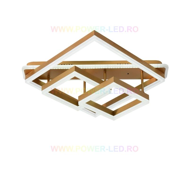 Lustra LED 182W ALLIS SQUARES Gold Telecomanda