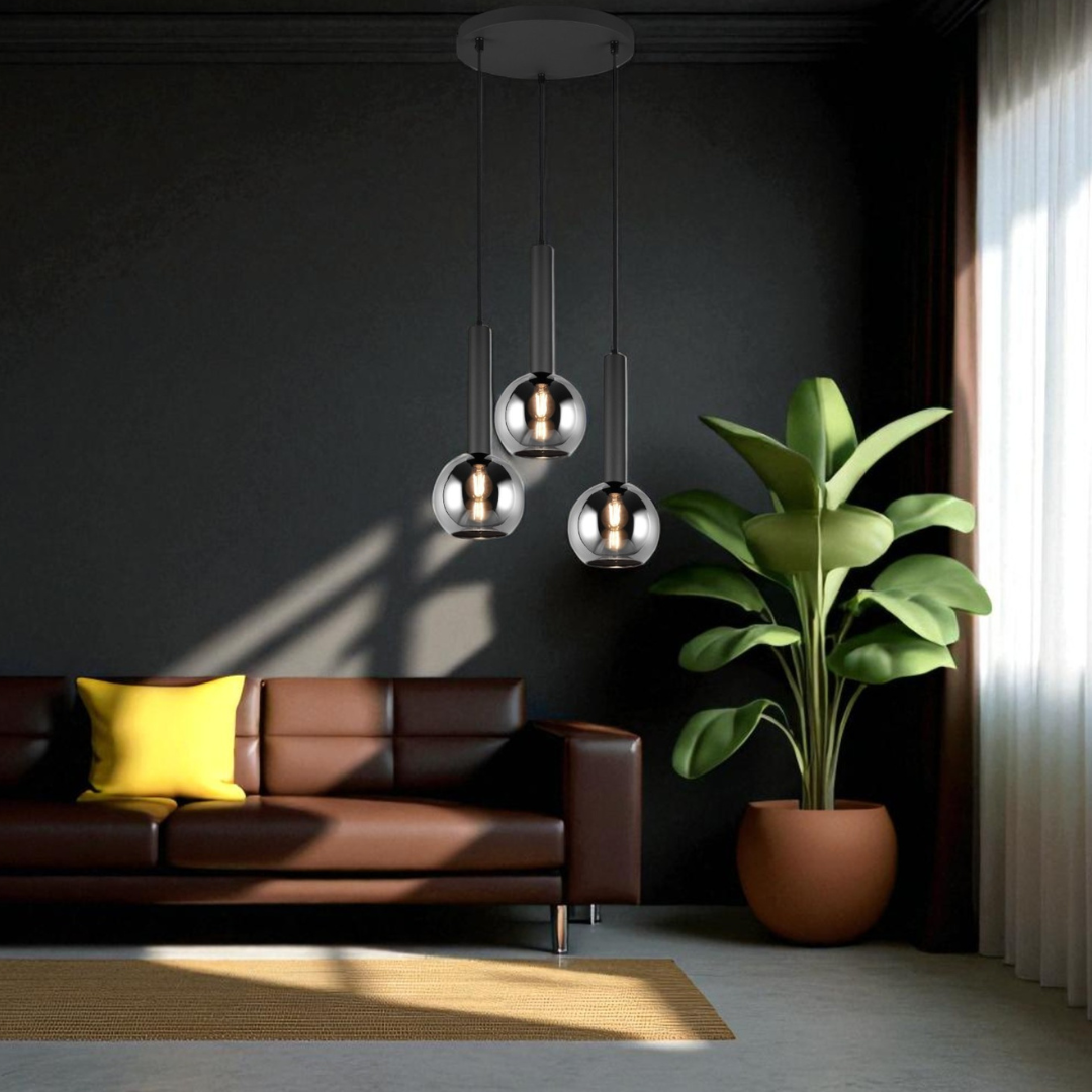 Lustra Suspendata Abajur fumuriu CLAYTON 3xE27