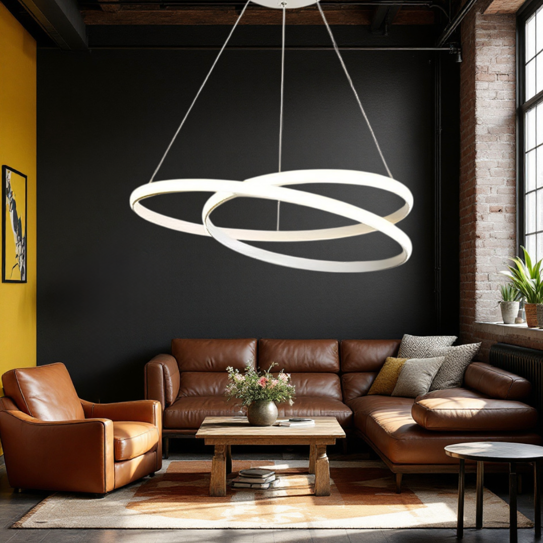 Lustra LED Alba Suspendata 120W Lumea Telecomanda Echivalent 600W