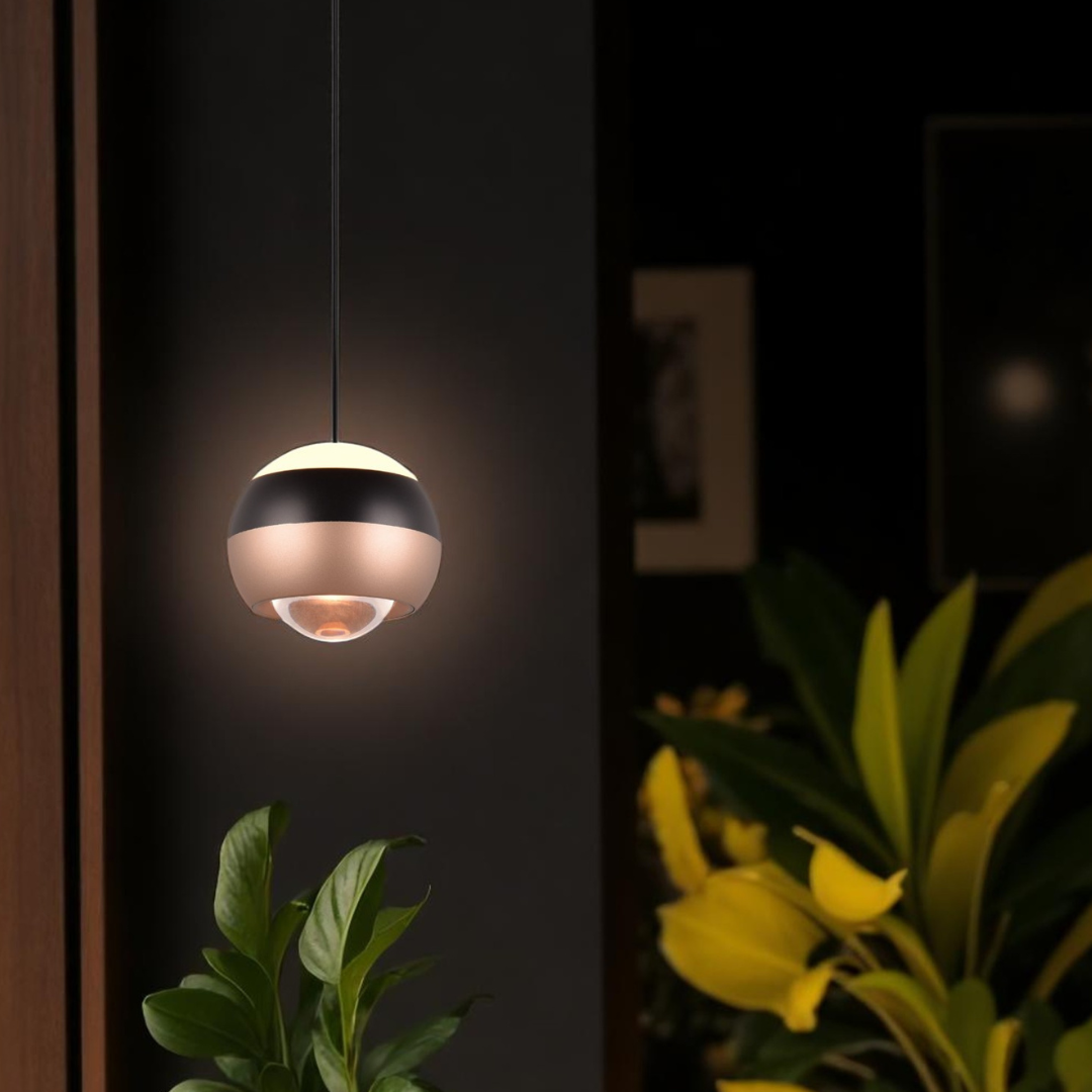 Pendul LED Orbit Pull Down 3 lumini din buton, Dimabil