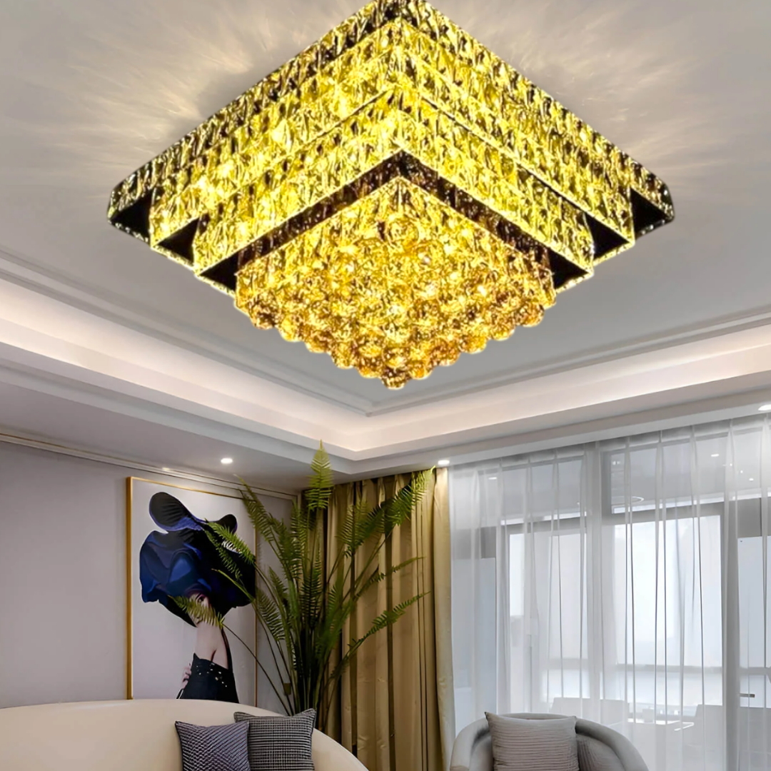 Lustra LED Cristal Aplicata Imperial Square Telecomanda