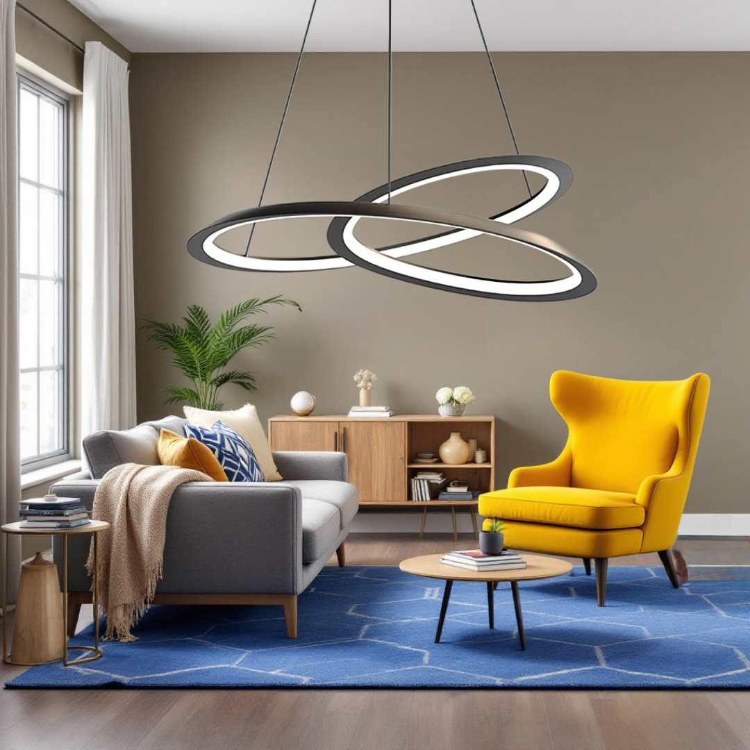 Lustra LED Suspendata 120W Lumea Black Telecomanda Echivalent 600W