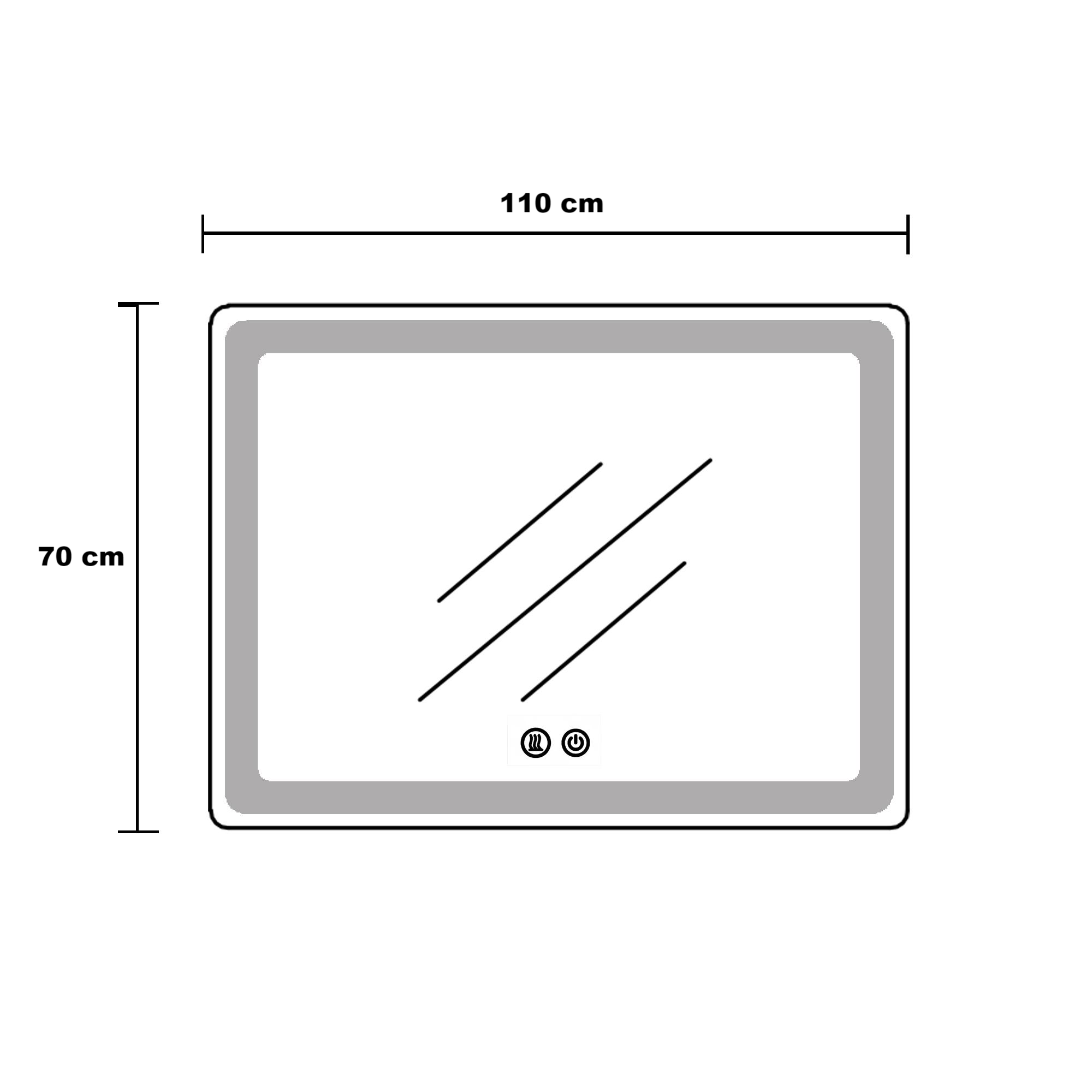 Oglinda LED 110x70cm Rama Aurie, Dezaburire, Ceas, Temperatura, Touch si 3 Lumini OD058/GD