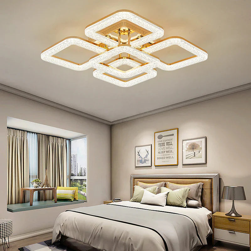 Lustra LED Golden SQUARE 4+1 Echivalent 800W Telecomanda