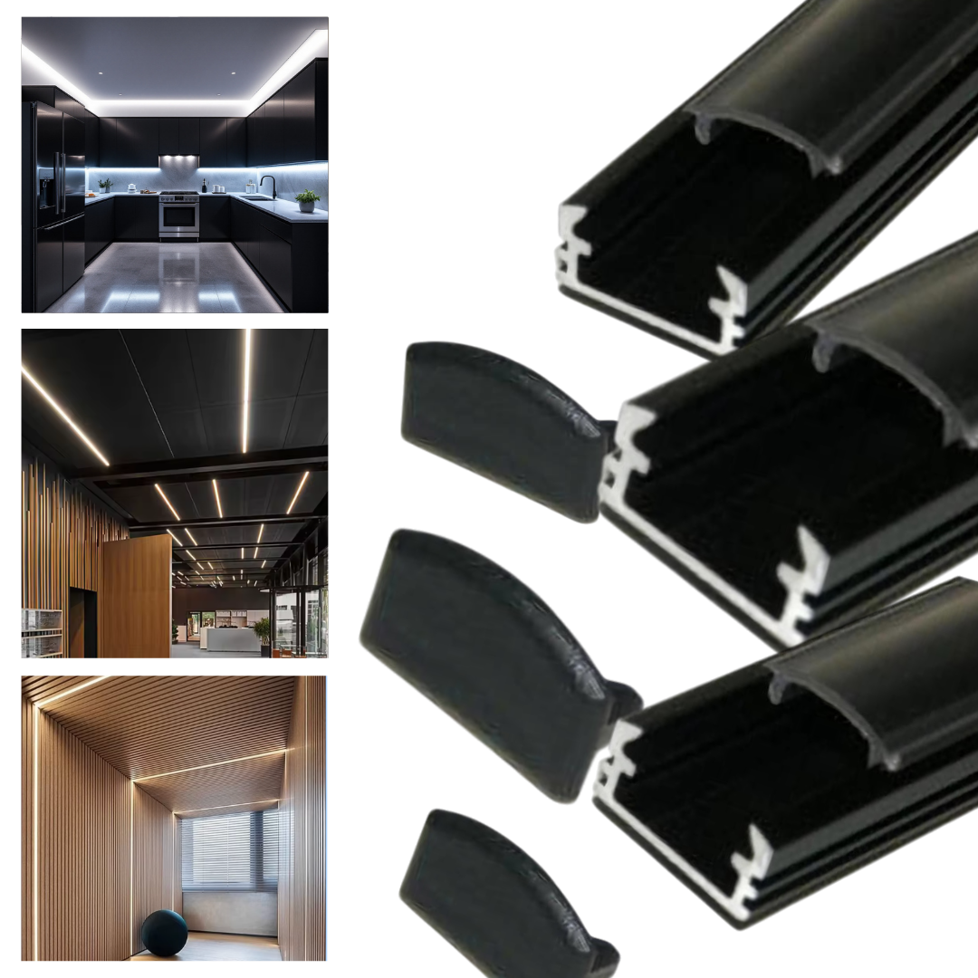 Profil Banda LED Aplicat Negru Dispersor Negru 2M