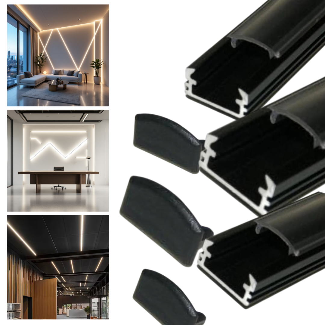 Profil Banda LED Aplicat Negru Dispersor Negru 2M