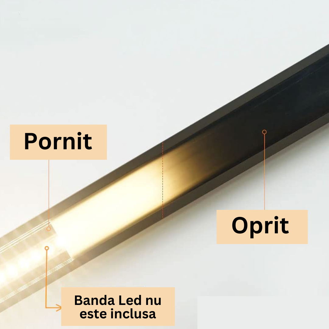 Profil Banda LED Aplicat Negru Dispersor Negru 2M