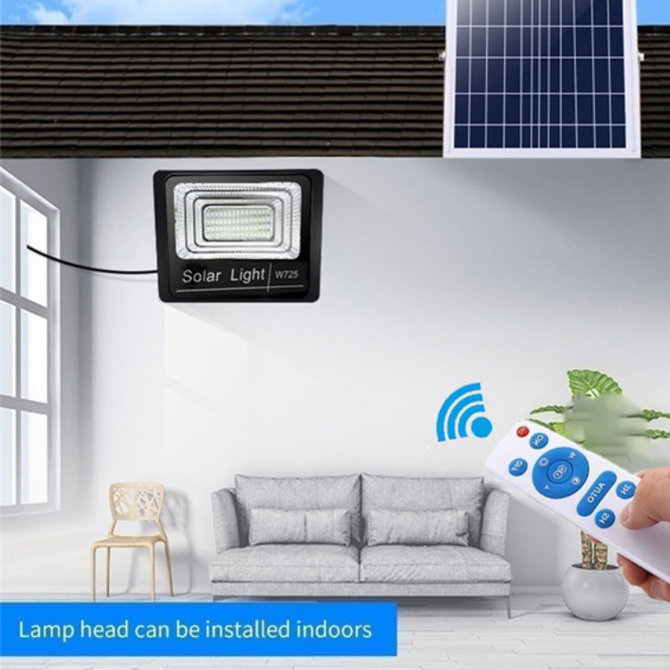 Proiector LED Negru cu Panou Solar 200W telecomanda