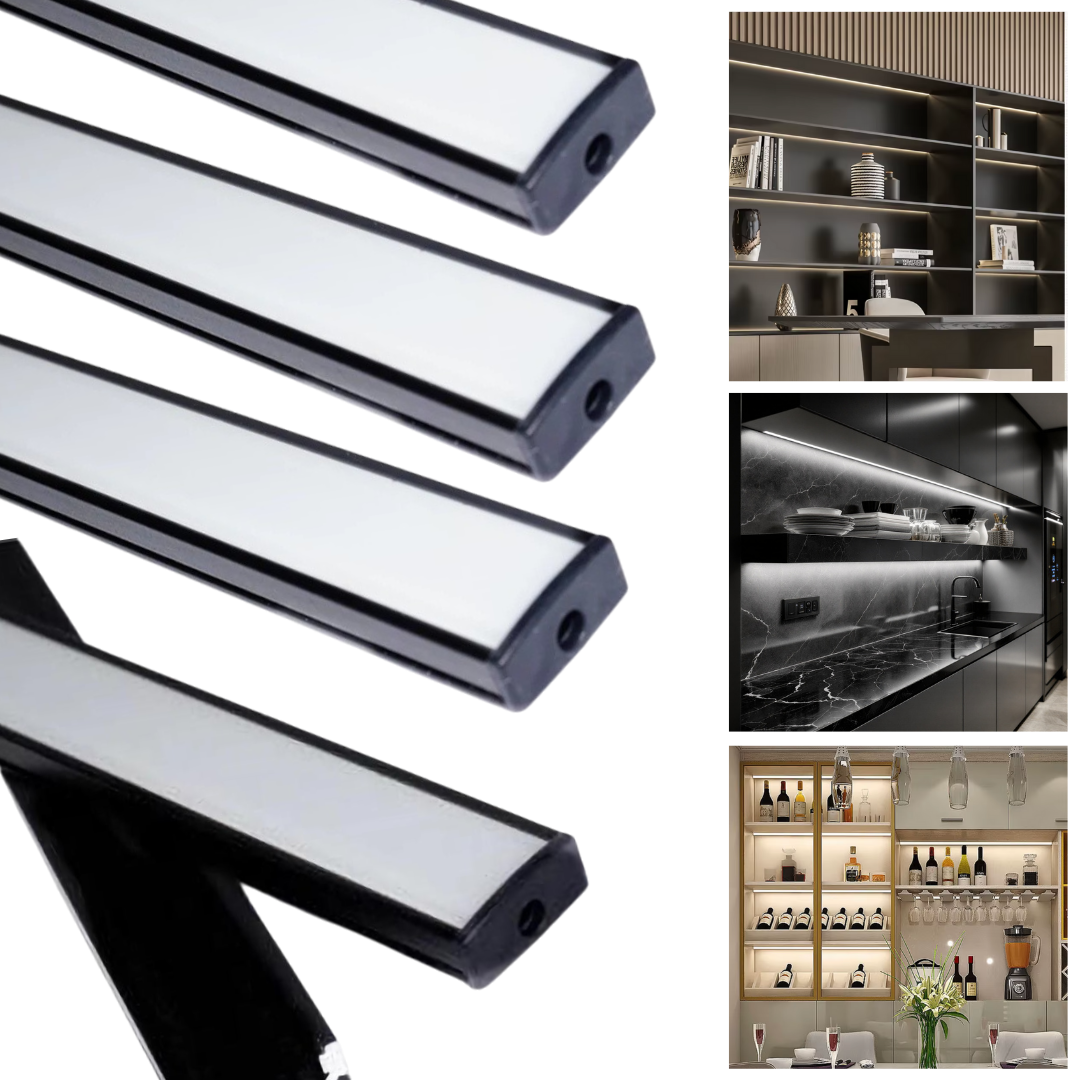 Profil Banda LED Aplicat Negru Dispersor Alb Mat 2M