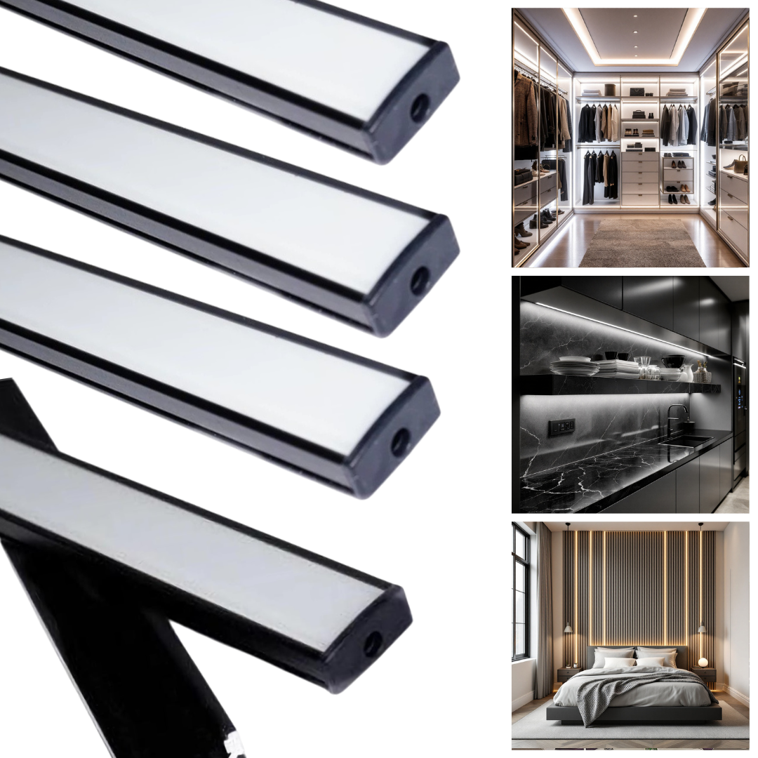 Profil Banda LED Aplicat Negru Dispersor Alb Mat 2M