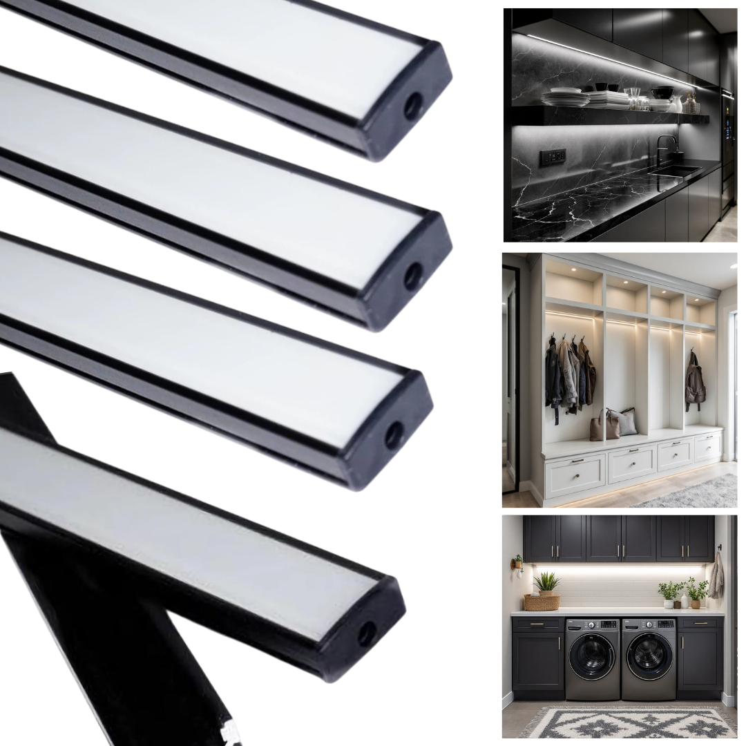 Profil Banda LED Aplicat Negru Dispersor Alb Mat 2M