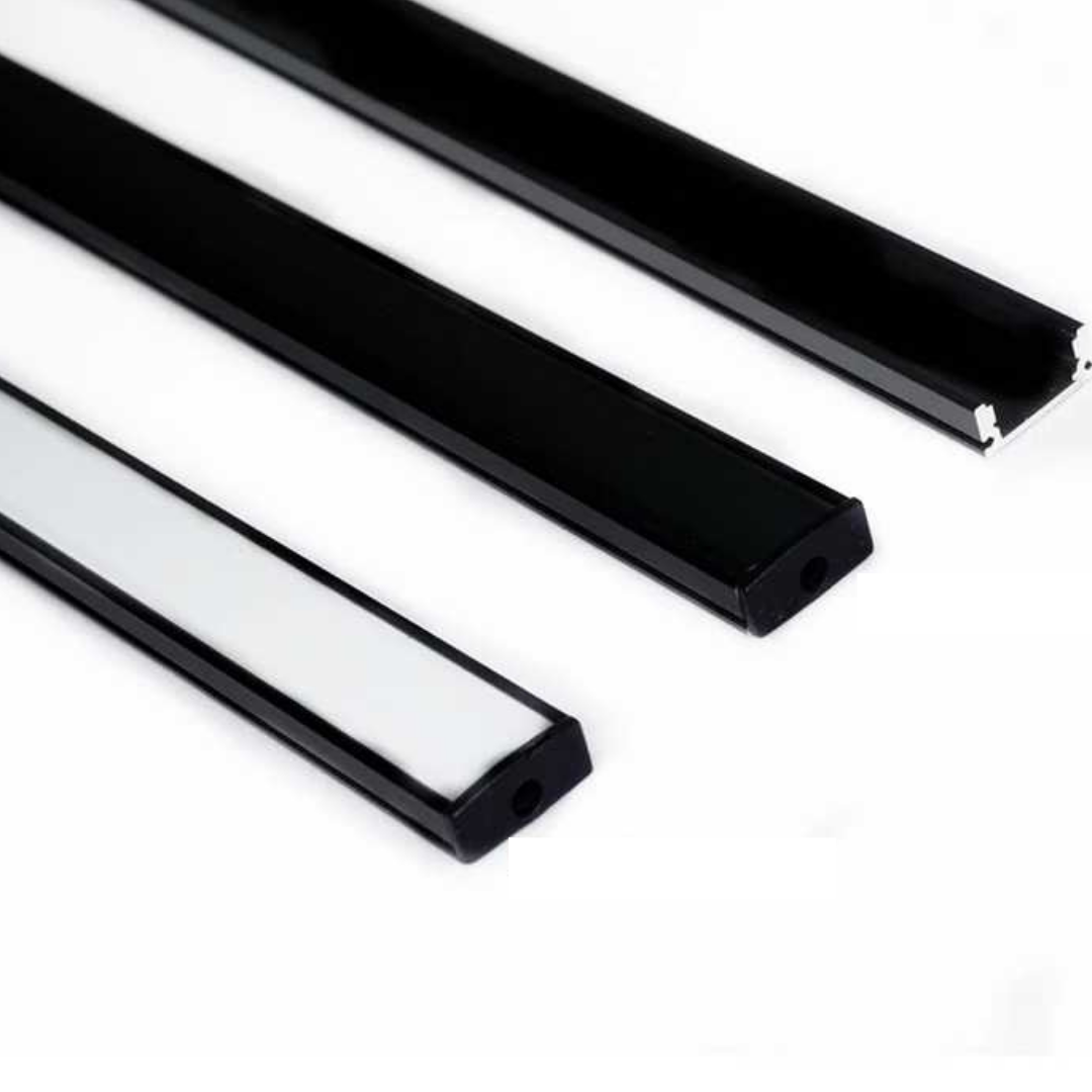 Profil Banda LED Aplicat Negru Dispersor Alb Mat 2M