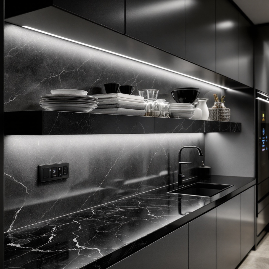 Profil Banda LED Aplicat Negru Dispersor Alb Mat 2M