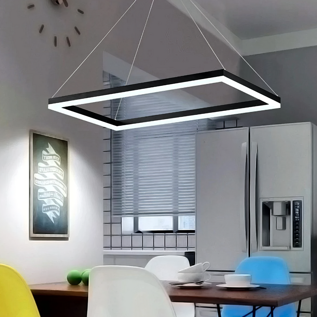 Lustra LED Suspendata 1 Element Rectangular 80X40CM Neagra Echivalent 400W