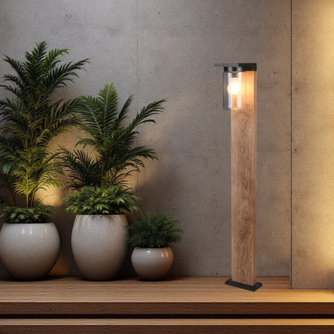 Stalp Ornamental ARDILA Finisaj Stil Lemn 100CM 1XE27