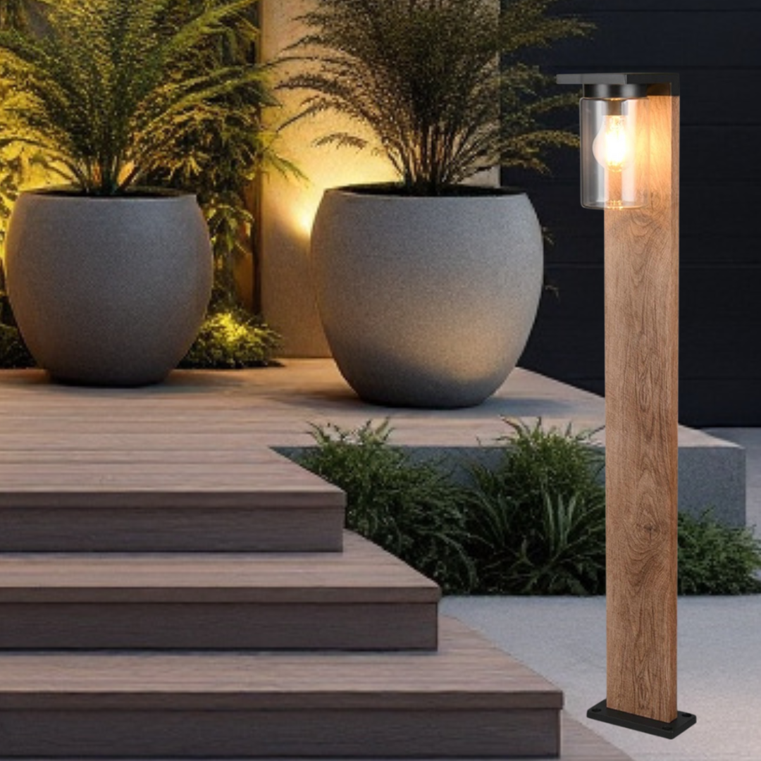 Stalp Ornamental ARDILA Finisaj Stil Lemn 100CM 1XE27