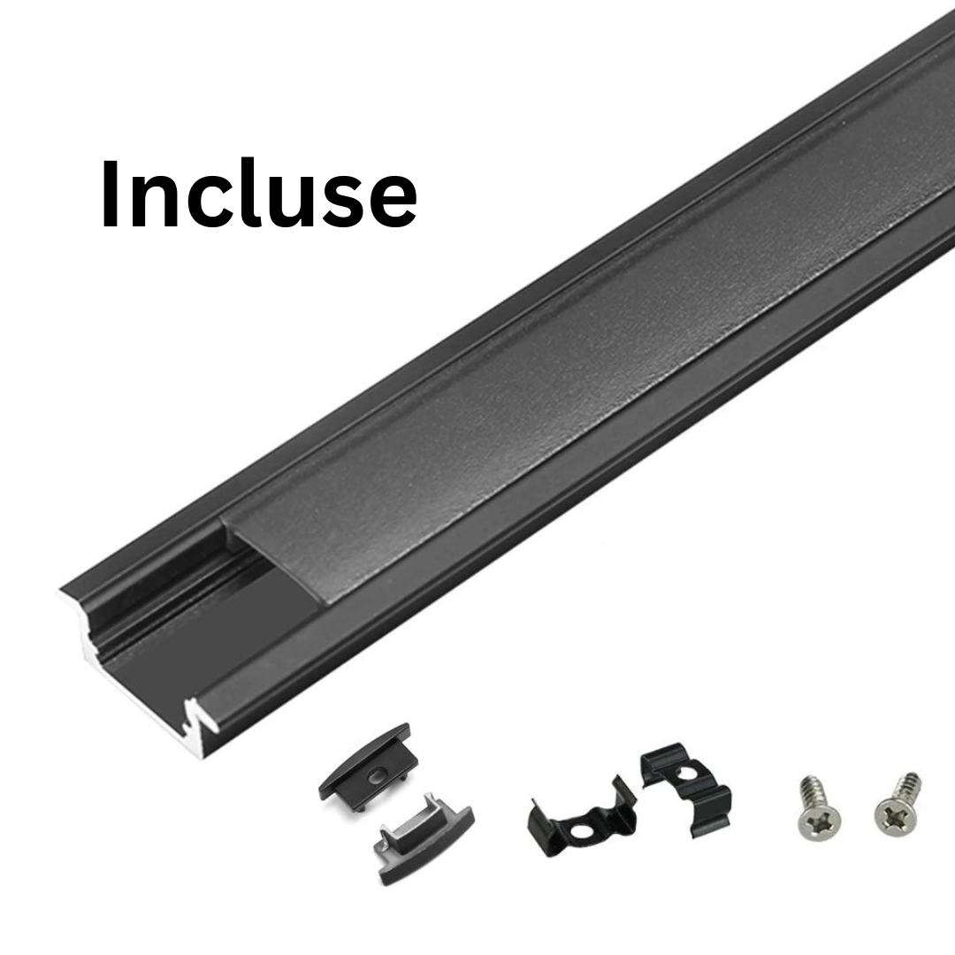 Profil Banda LED Incastrabil Negru cu Dispersor Negru 2M