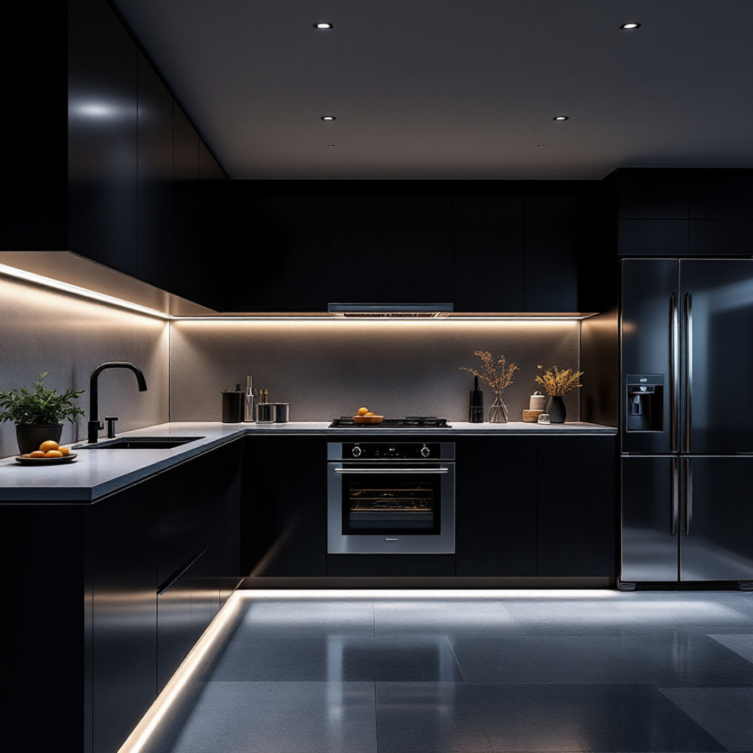 Profil Banda LED Incastrabil Negru cu Dispersor Alb Mat 2M