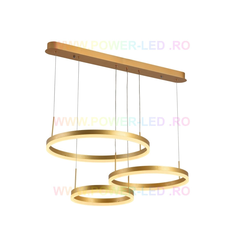 Lustra LED 150W CASSANDRA Circle Gold 3 Segmente Echivalent 600W