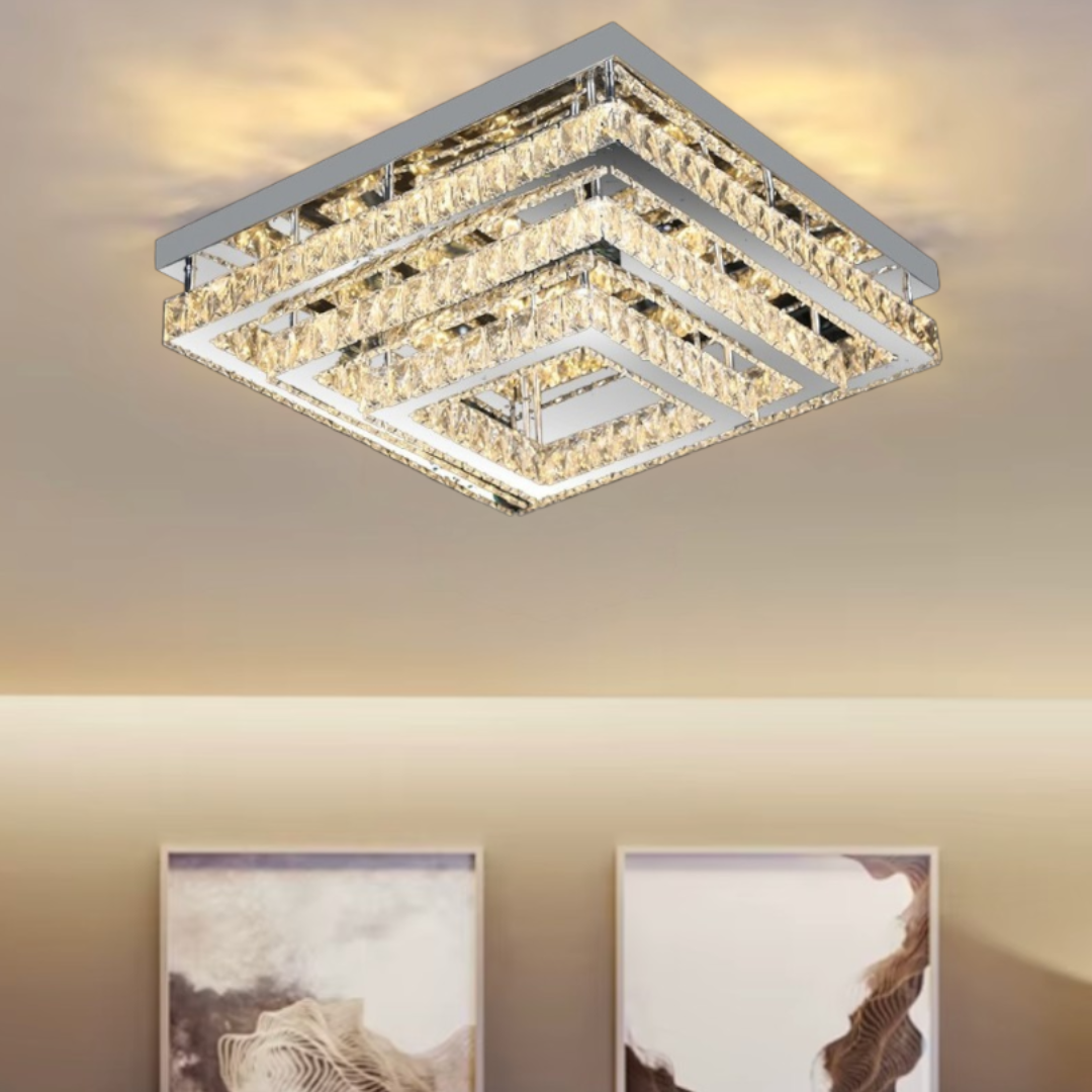 Lustra LED Cristal 130W Exquisite Square Echivalent 800W Telecomanda