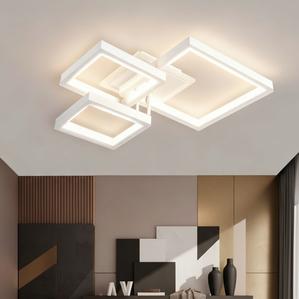 Lustra LED KENO 3 SQUARES White 3 Functii Echivalent 400W Telecomanda