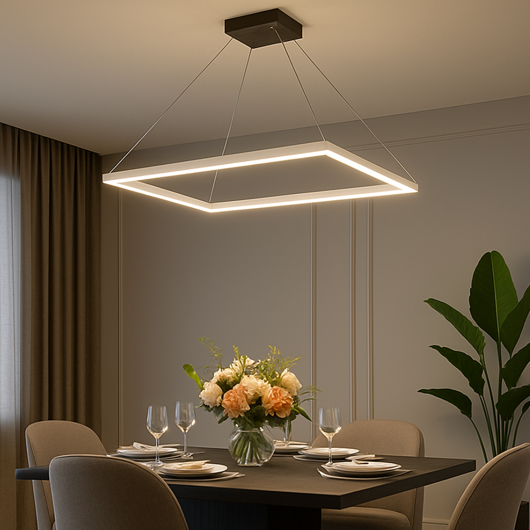 Lustra LED Suspendata 1 Element Rectangular 80X40CM Alba Echivalent 400W