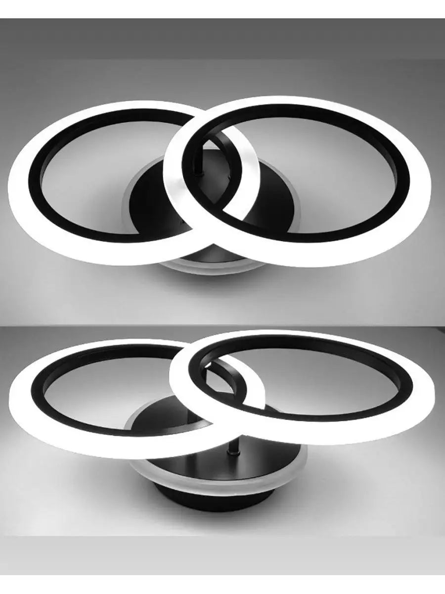 Lustra LED Doua Cercuri Negre RGB Echivalent 250W Telecomanda