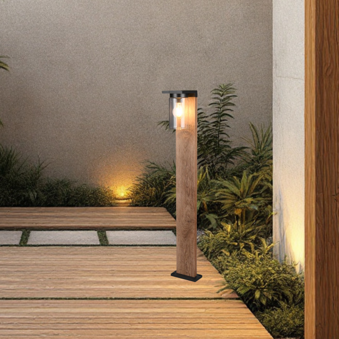 Stalp Ornamental ARDILA Finisaj Stil Lemn 100CM 1XE27