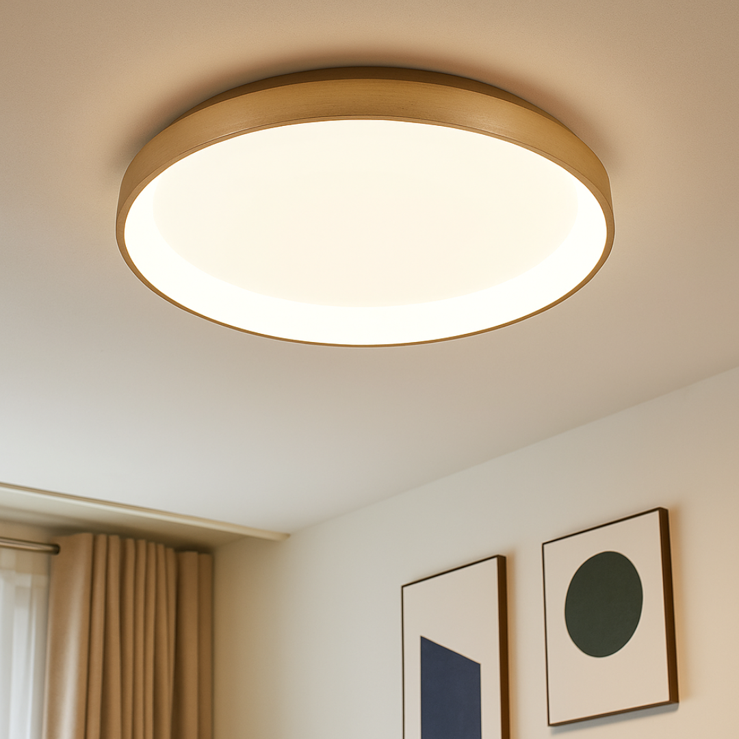 Plafoniera LED BELLA GOLD, 3 Lumini din buton Echivalent 400W