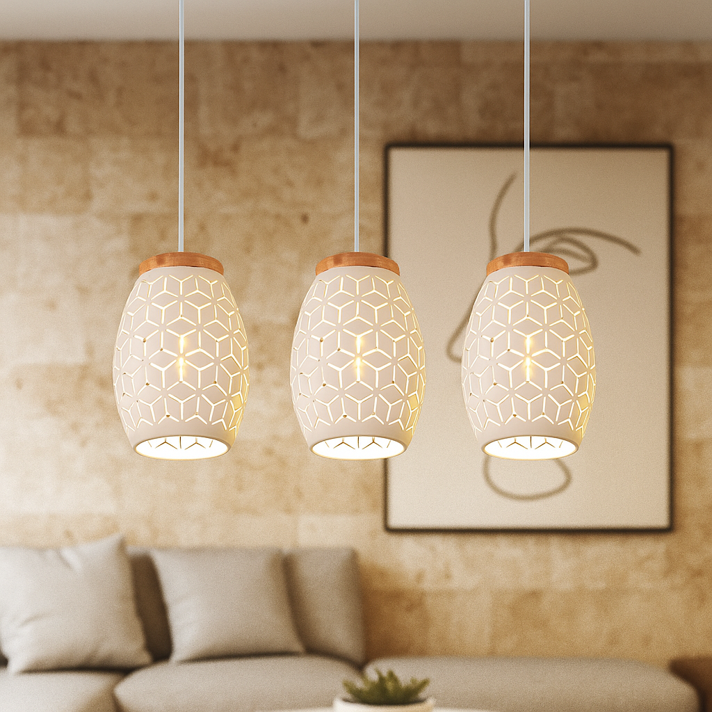 Lustra Suspendata 3xE27 BIDAR Alba