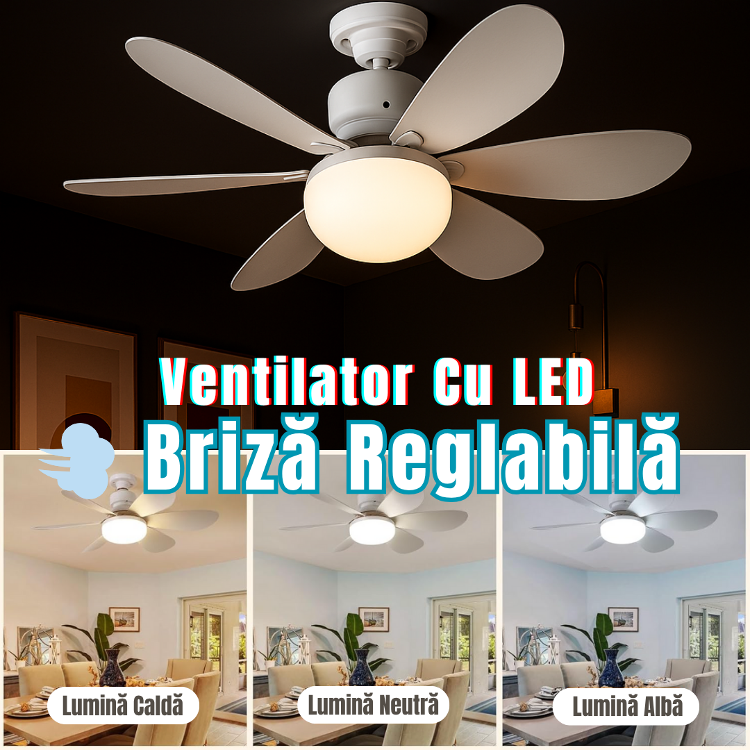 Bec LED E27 30W cu Ventilator, 3 Lumini si telecomanda