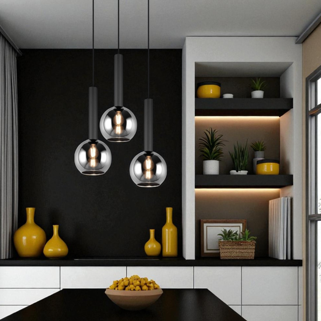 Lustra Suspendata Abajur fumuriu CLAYTON 3xE27