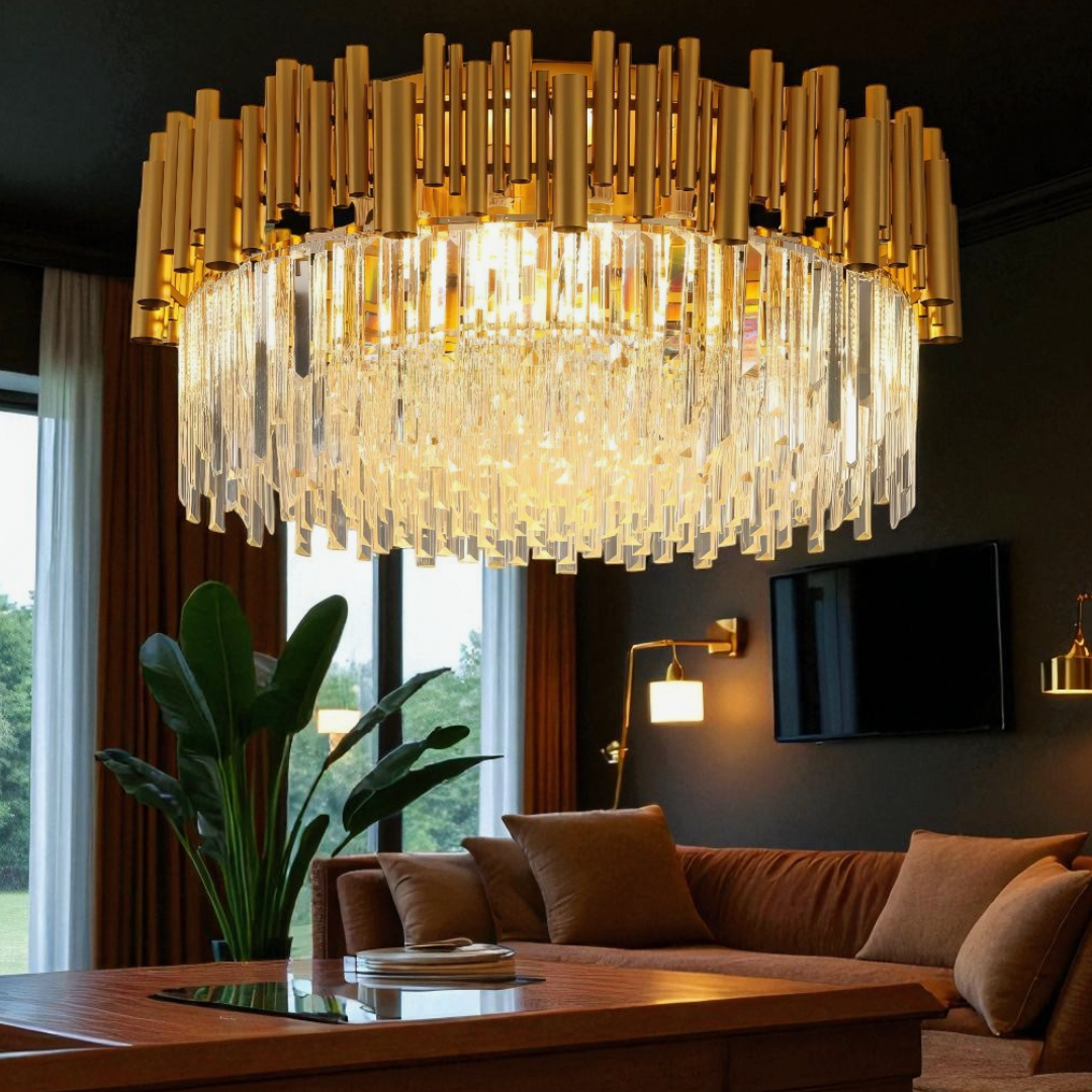 Candelabru Cristal Aplicat Rotund Golden Tubes Luxury