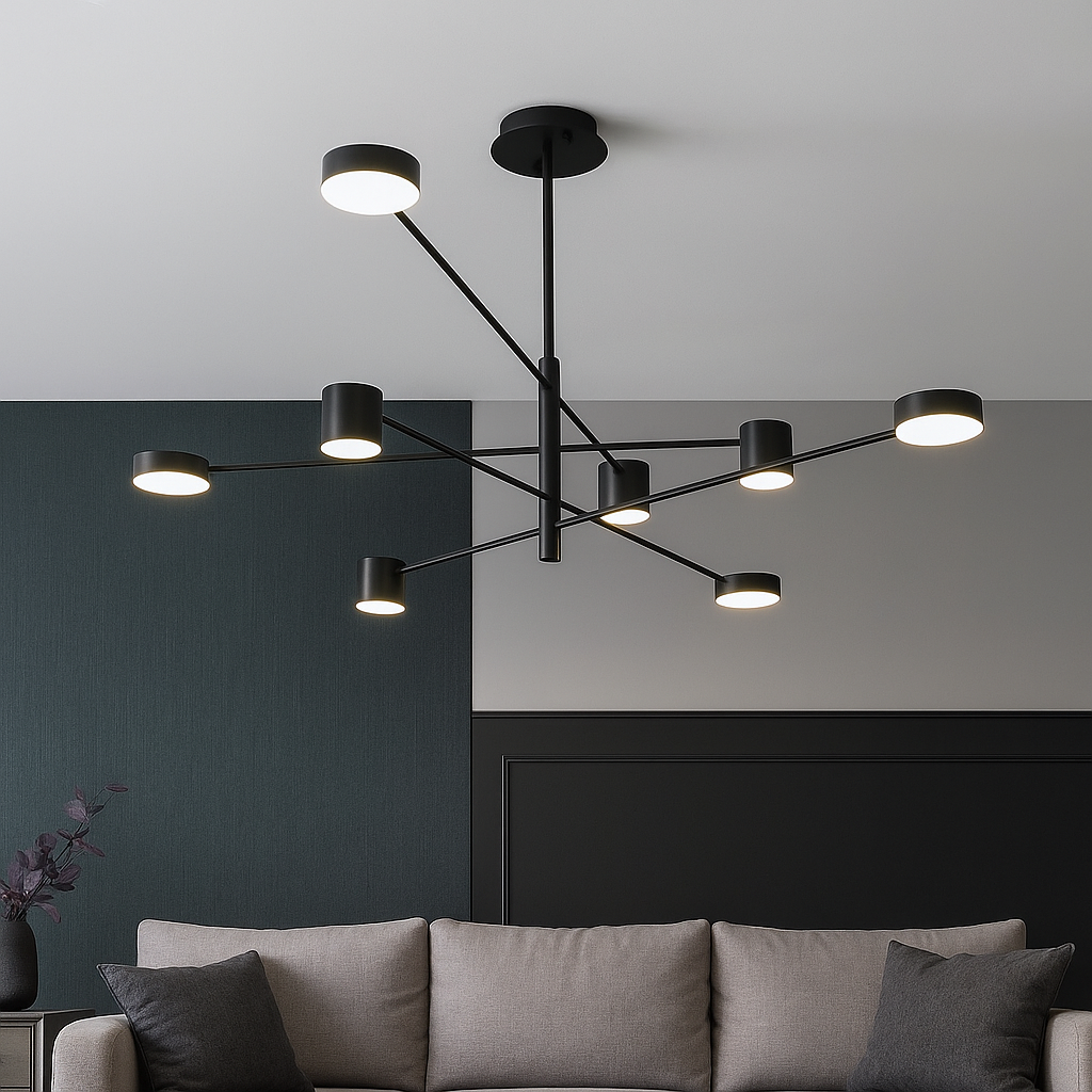 Lustra LED Nordic Style Maxi WEB Black Echivalent 600W Telecomanda