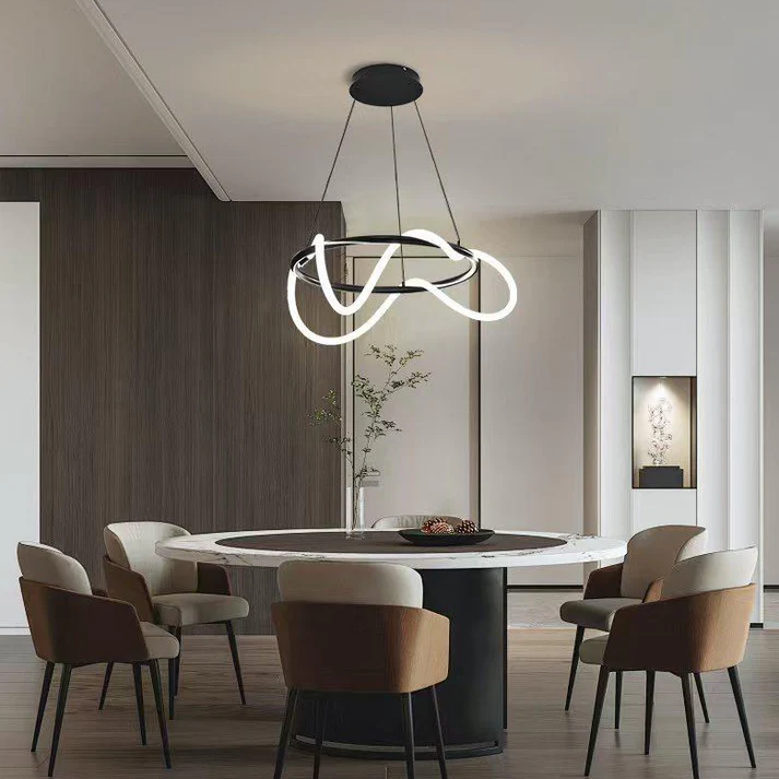 Lustra LED Suspendata MOURA Black 60CM Echivalent 300W Telecomanda