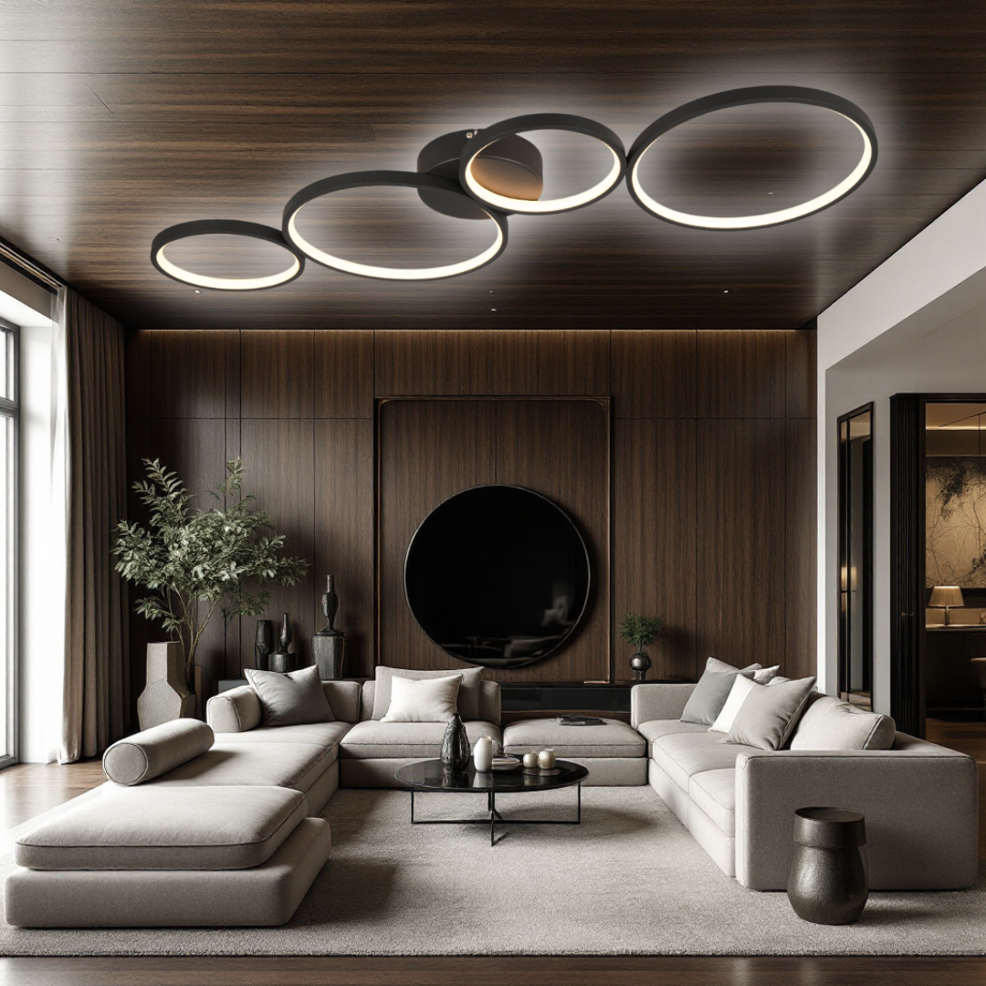 Lustra LED PREMIUM RONDO Black Echivalent 500W Dimabila