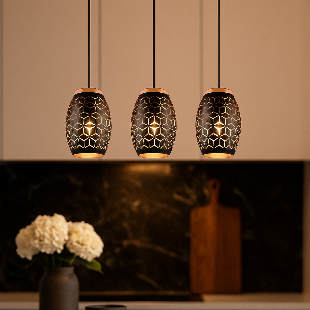 Lustra Suspendata 3xE27 BIDAR Neagra