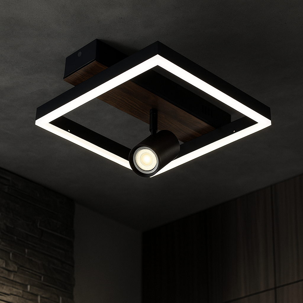 Lustra LED Aplicata Zenn Black Echivalent 540W Telecomanda G4227