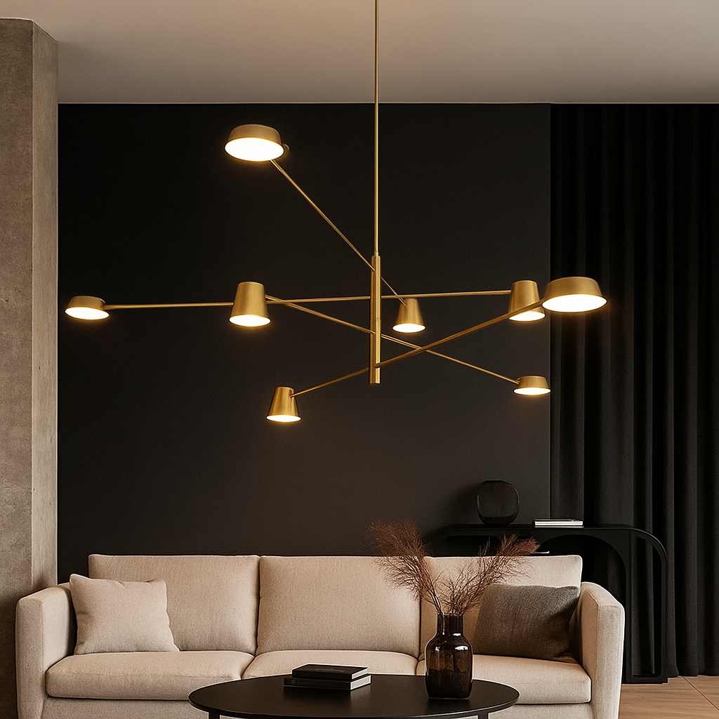 Lustra LED Nordic Style Maxi WEB Gold Echivalent 600W Telecomanda