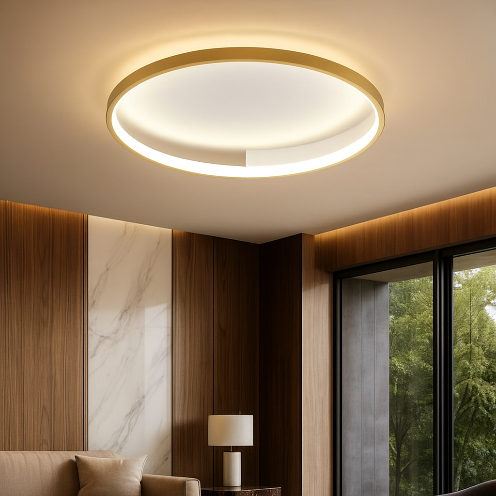 Lustra LED Aplicata JORY White&Gold Telecomanda Echivalent 600W