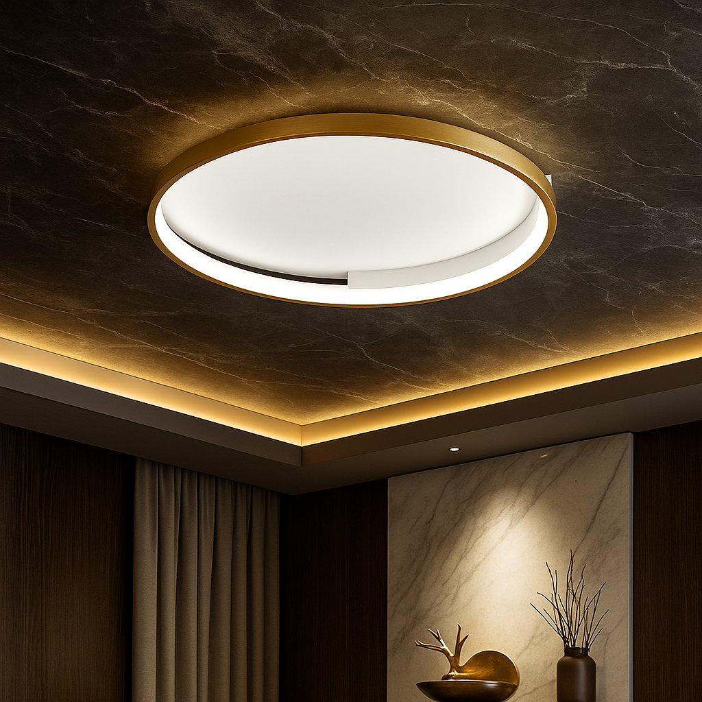 Lustra LED Aplicata JORY White&Gold Telecomanda Echivalent 600W